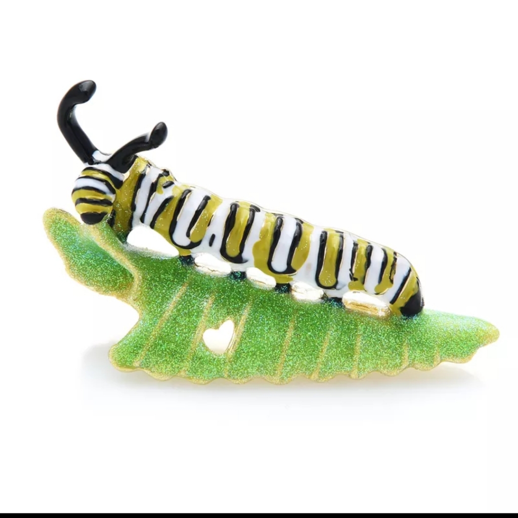 Caterpillar Brooch Leaf Gold Pendant New Bug Butterfly 28$